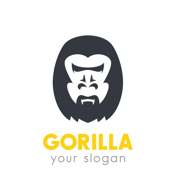 Gorilla fej logó elem felett fehér — Stock Vector