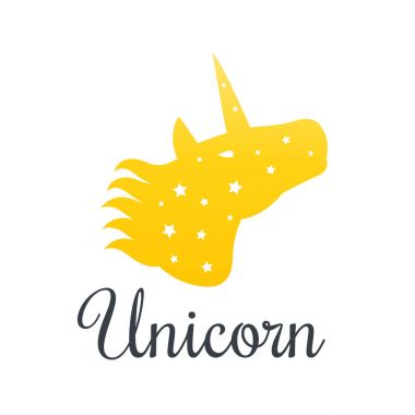 Tek boynuzlu at başının üzerine beyaz