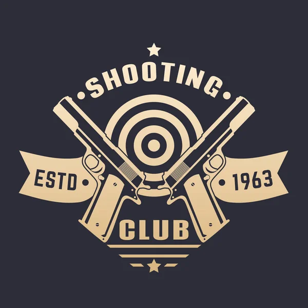 Shooting club logo, emblem with two pistols — Stock Vector