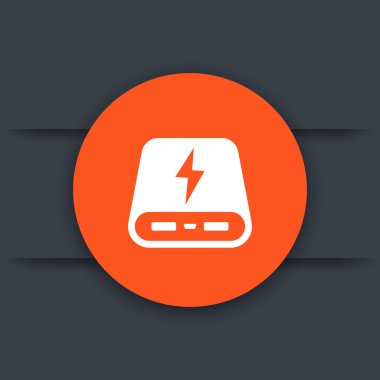 güç banka simgesi, taşınabilir şarj cihazı yuvarlak işareti