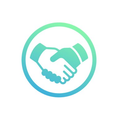 el sıkışma, ortaklık, anlaşma simgesinin üzerine beyaz