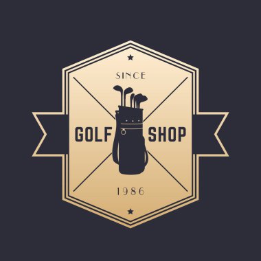 Golf dükkanı, vintage amblemi vektör logo kara günü