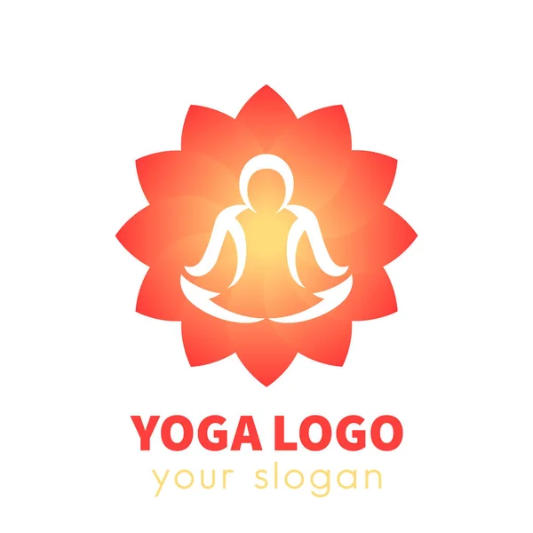 Yoga logo sjabloon, overzicht van man mediteren — Stockvector