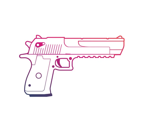 Pistolenumriss über Weiß, Handfeuerwaffe, starke Waffe — Stockvektor