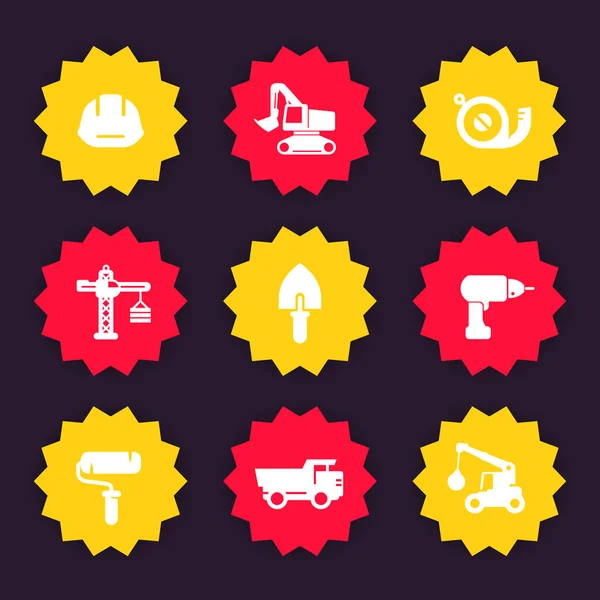 Icônes de construction, badges vectoriels — Image vectorielle