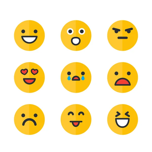 Hangulatjelek készlet, emoji, mosolyog ikon — Stock Vector