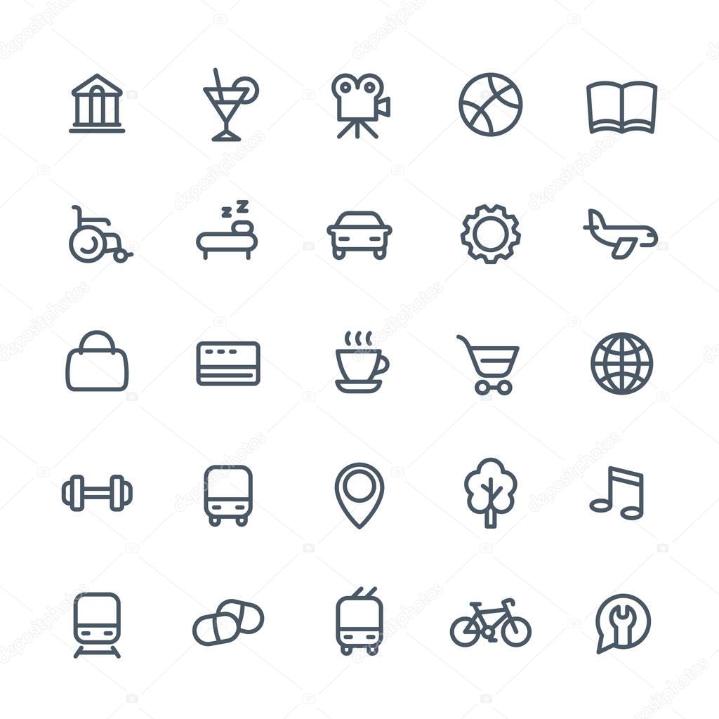line icons set for maps or navigation apps