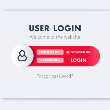 Kullanıcı oturumu açma penceresi, web sayfası vektör şablonu