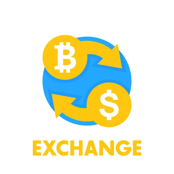 Ícone de troca Bitcoin sobre branco — Vetor de Stock