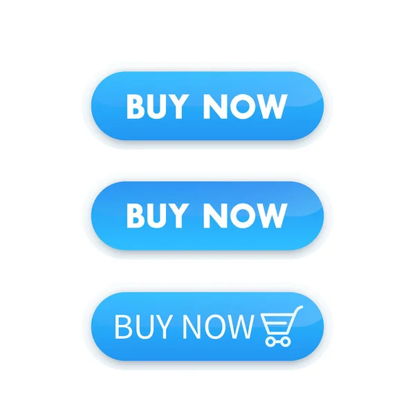 Buy now, blue vector buttons for web design — Stock Vector