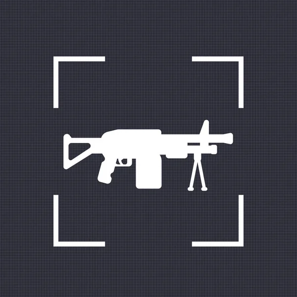 Maschinengewehr-Symbol, automatischer Schusswaffenvektor — Stockvektor