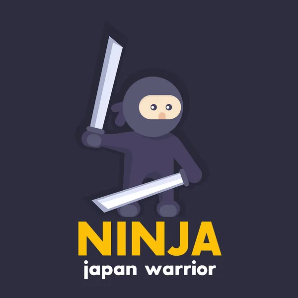 Ninja holding katana swords in hands in flat style — Stock Vector