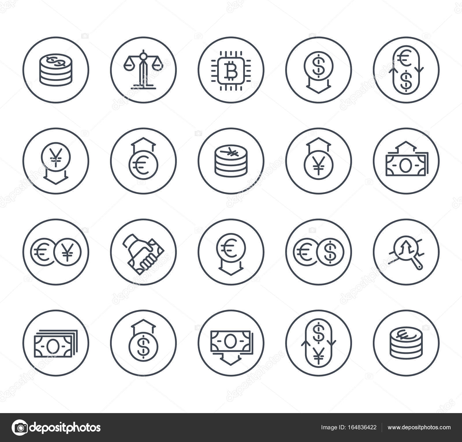 Wahrung Finanzen Forex Trading Linie Symbole Stockvektor - 