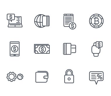 Ödeme yöntemleri ve internet bankacılığı Icons set