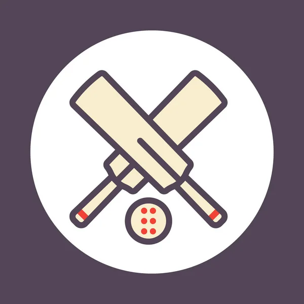 Ícone de críquete com contorno — Vetor de Stock