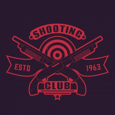 Shooting club logo with guns, crossed shotguns clipart