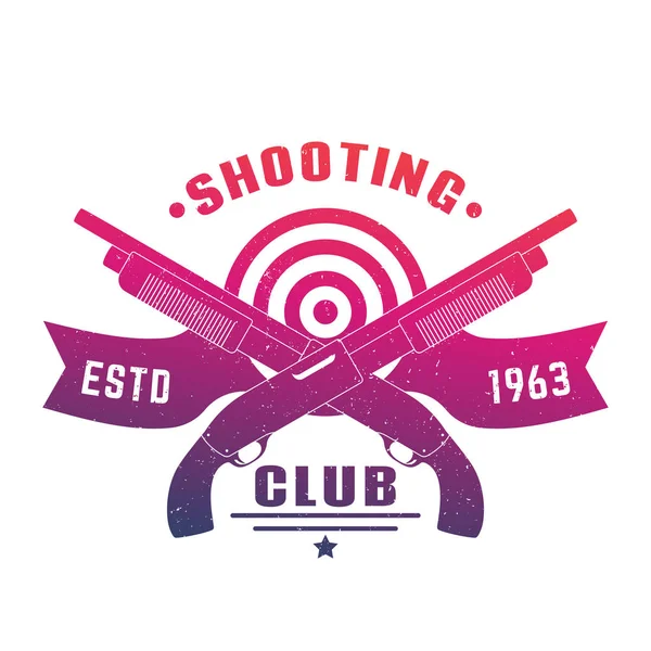 Shooting club emblem with two crossed shotguns — Stock Vector