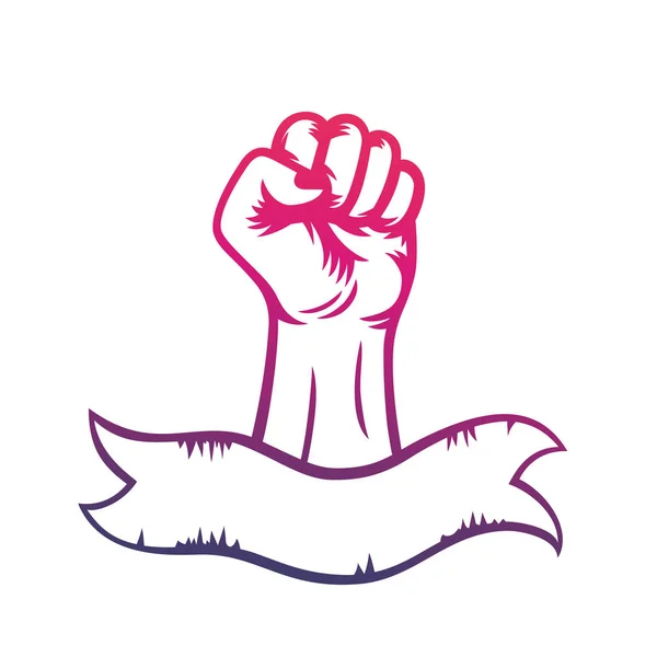 Кулак піднятий на знак протесту, бунту, повстання — стоковий вектор