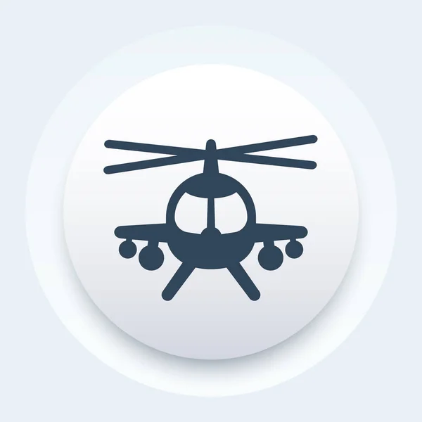 Икона боевого вертолета, круглая пиктограмма — стоковый вектор