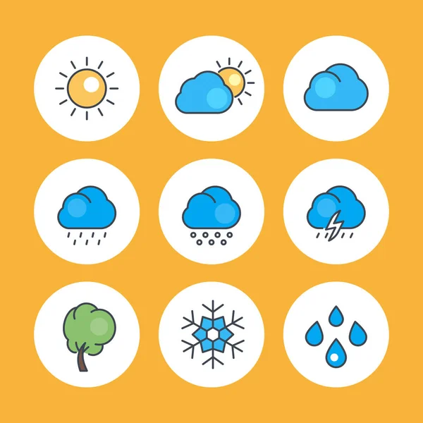 Weather icons with outline — Stock Vector