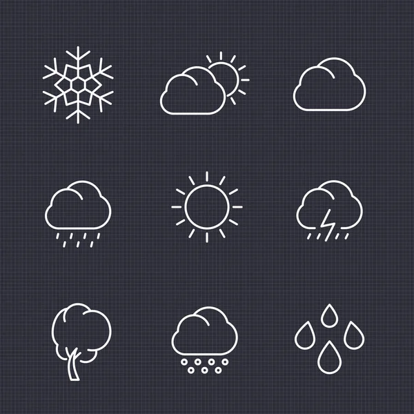 Weather icons set in linear style — Stock Vector