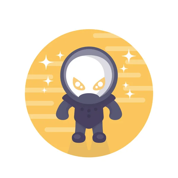 Astronauta alieno icona rotonda in stile piatto — Vettoriale Stock