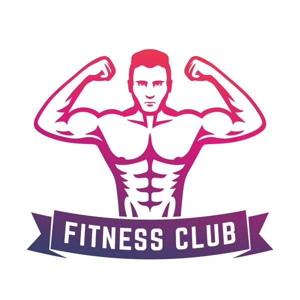 Posando atleta, logotipo del club de fitness, emblema — Archivo Imágenes Vectoriales