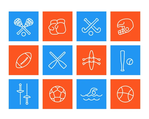Iconos de deportes y juegos, estilo lineal — Vector de stock
