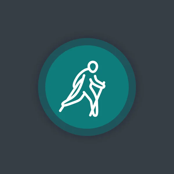 Nordic walking ikona, liniowe piktogram — Wektor stockowy