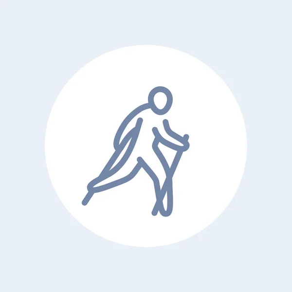 Ikone der Nordic-Walking-Linie isoliert auf weiß — Stockvektor