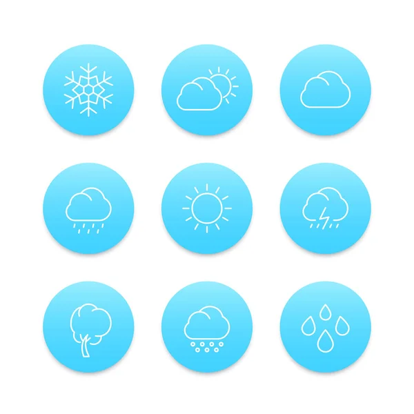 Symbole der Wetterlinie, Regen, Hagel, Wind, Sonne, Schnee — Stockvektor