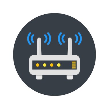 Yönlendirici, düz stil içindeki modem simgesini