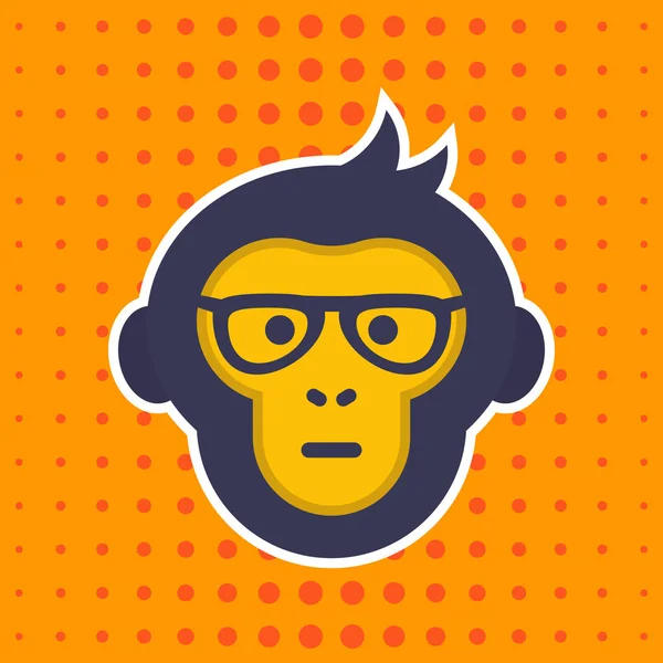 Majom, monkey szemüveg vektor matrica, nyomtatott — Stock Vector