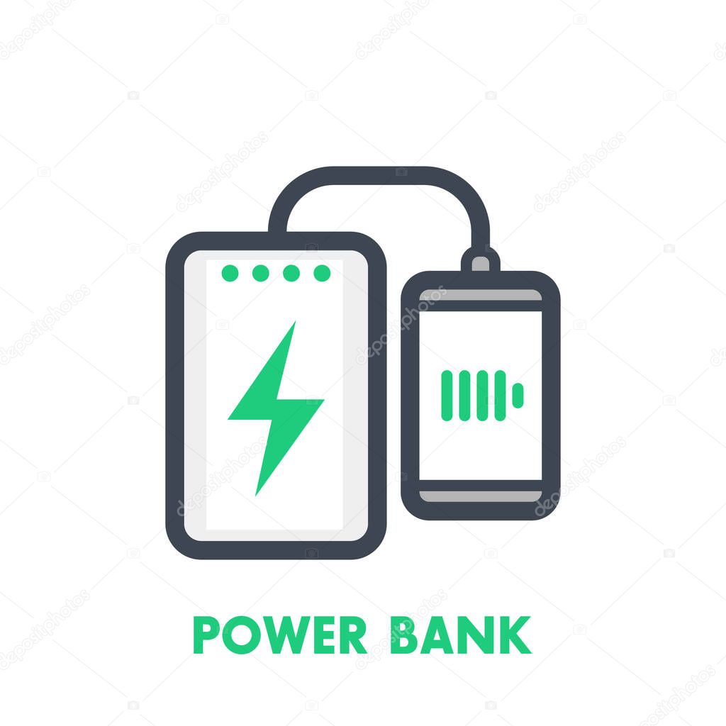 power bank charging smartphone vector icon