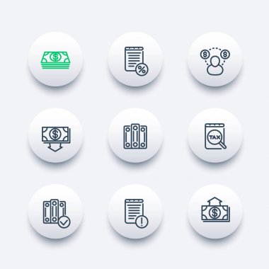 Defter tutma çizgi Icons set