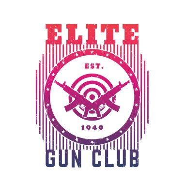 Silah Kulübü amblemi ile otomatik silah ve hedef