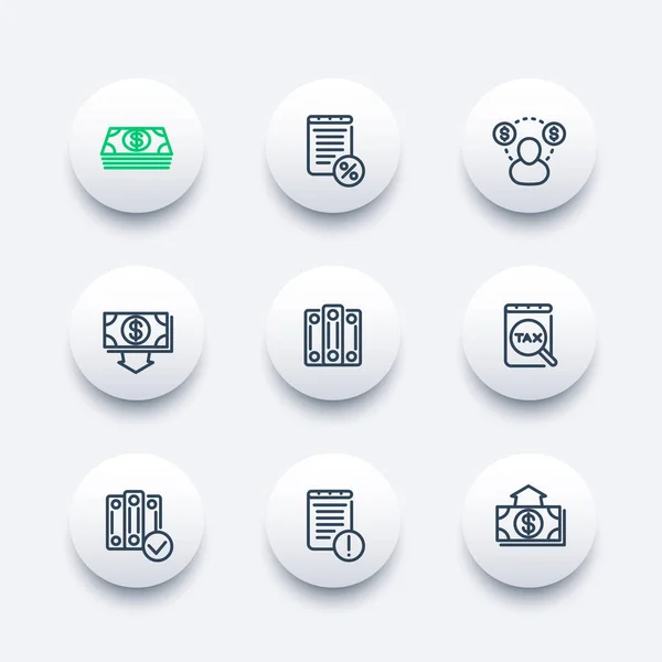 Bookkeeping line icons set — Stock Vector