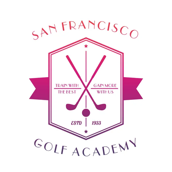 Golf Academy logo, embleem met clubs — Stockvector