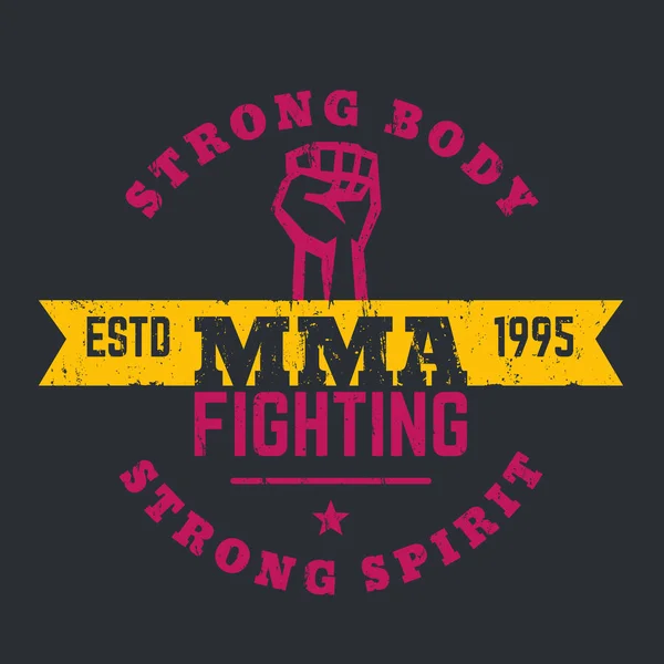 Логотип MMA Fighting, дизайн футболки, принт — стоковый вектор