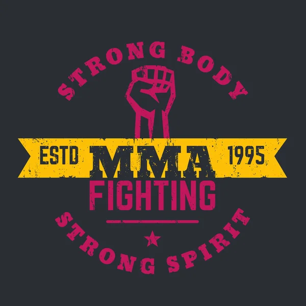 Mma 싸움 로고, 엠 블 럼, t-셔츠 디자인, 인쇄 — 스톡 벡터