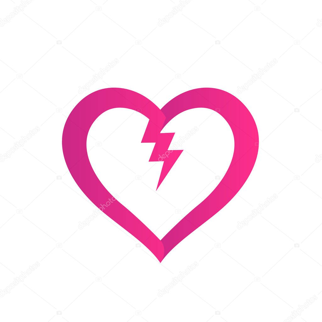 Broken heart vector illustration, eps 10 file, easy to edit
