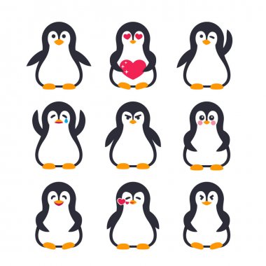 emojis hazır, pinguin karakter