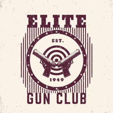 Silah Kulübü vintage amblemi, tabanca ile yazdırma