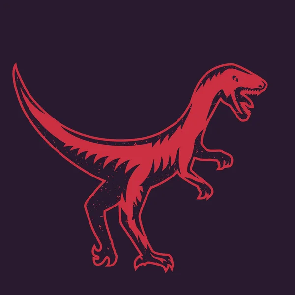 Velociraptor, predaceous dinosaurie, röd över mörka — Stock vektor