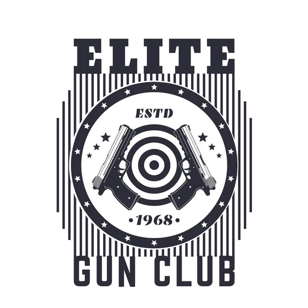 Gun club vintage emblem, print with pistols — Stock Vector