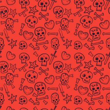 kafatasları, Kalpler, sorunsuz arka plan deseni