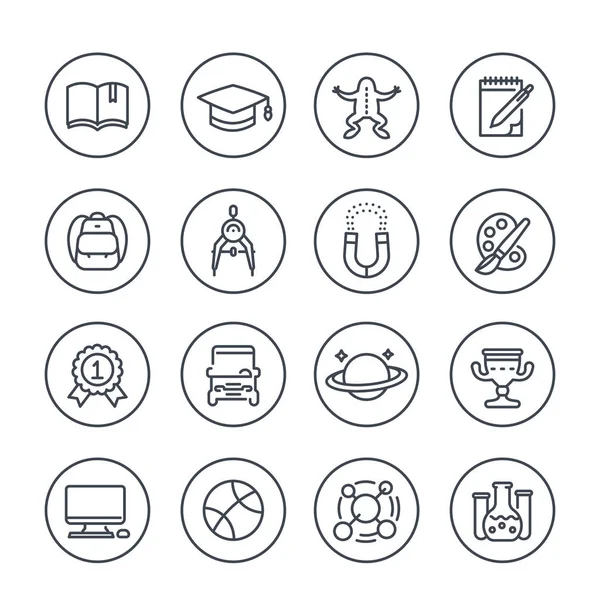 Iconos de línea de escuela y universidad — Vector de stock