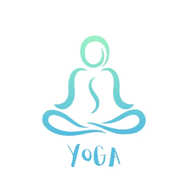 Yoga klasse logo op wit, man in de lotuspositie — Stockvector