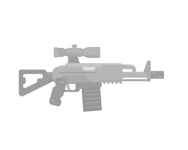 Rifle de asalto icono, pistola con mira óptica — Vector de stock