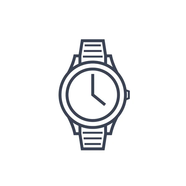 Ícone de linha de relógio no branco — Vetor de Stock